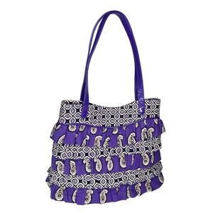 Vera Bradley Ruffle Handbag Simply Violet Cha Cha Purple Paisley Shoulder Purse